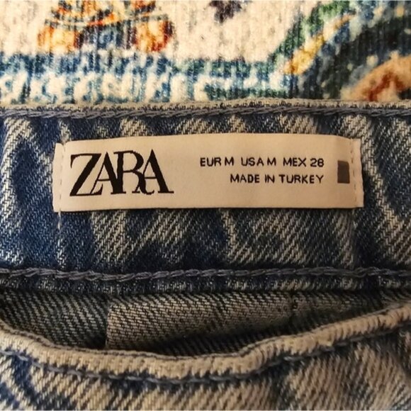 ZARA Pleated Raw Edge Denim Skirt, Medium - Picture 6 of 6